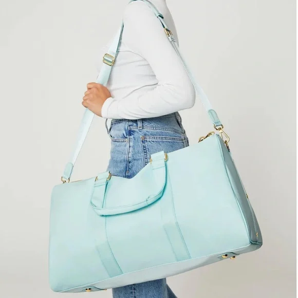 Stoney Clover Lane Classic Duffle Bag in Camel, Rare, leather look